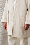 	Nomen Nescio 321 Raglan Denim Jacket white – model detail, lifestyle, side view